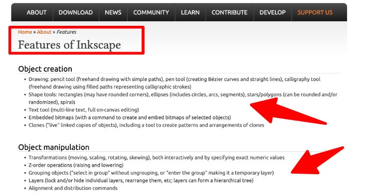 Inkscape features