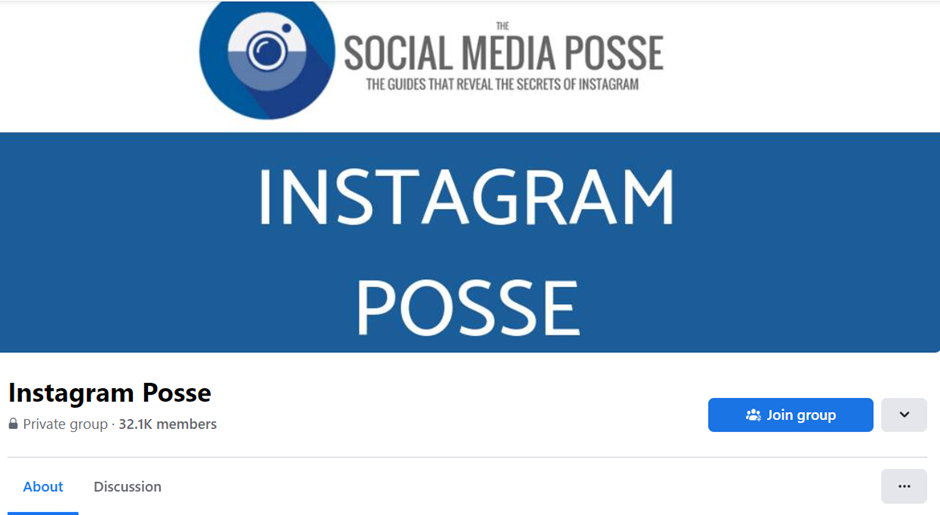 screenshot of social media posse page