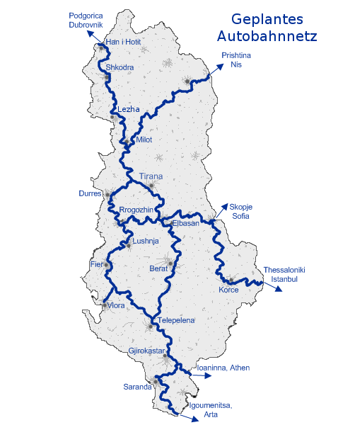 Albania Highway Map