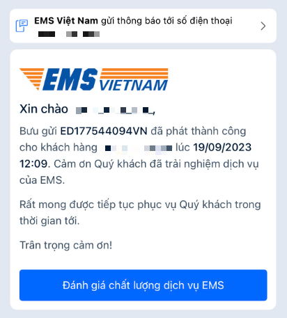 Mẫu tin nhắn về giao dịch, vận chuyển