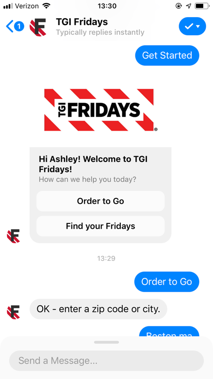 popular chatbots tgifridays bot