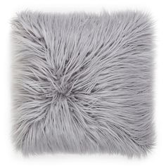 Flokati Faux Fur 18" Square Throw Pillow In Dusty Grey