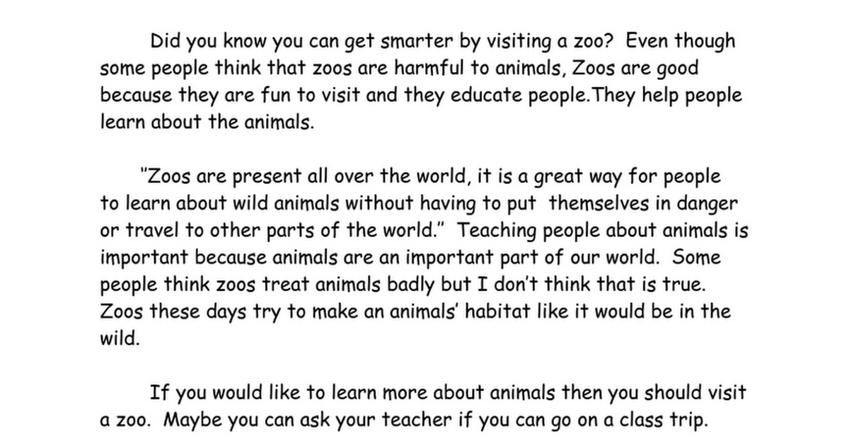 Zoos Help us Learn by Ben