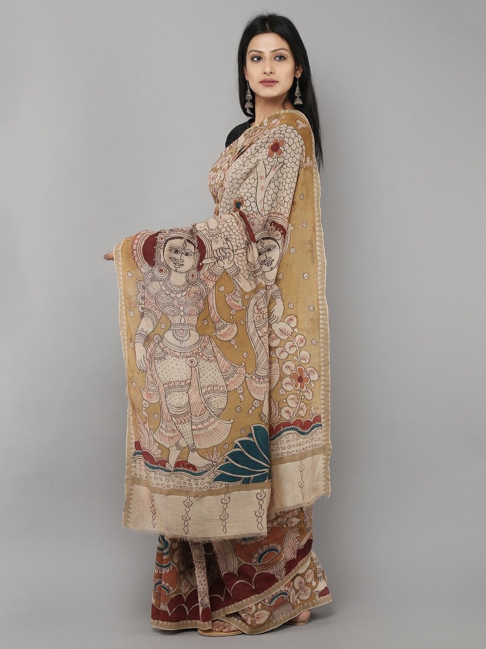Details about   Khadi Silk Fabric Ethnic Kalamkari Printed Women's Indian Saree Festival Wear 