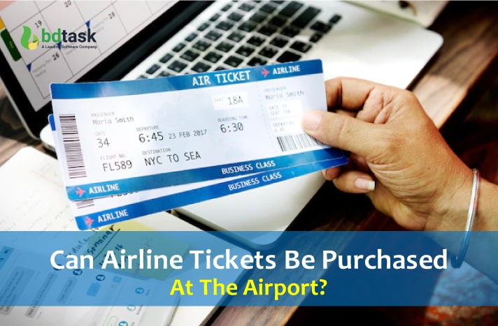 Can airline tickets be purchased at the airport