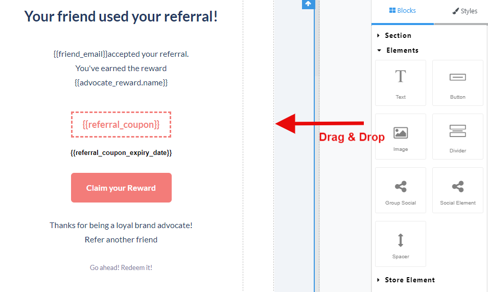 Using Drag and Drop Email Editor