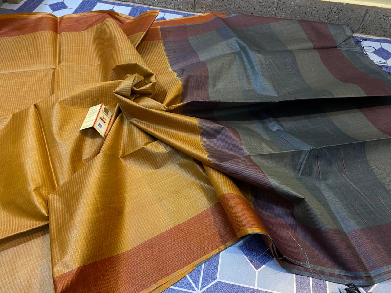 Pure Tussar silk weaving broket design saree