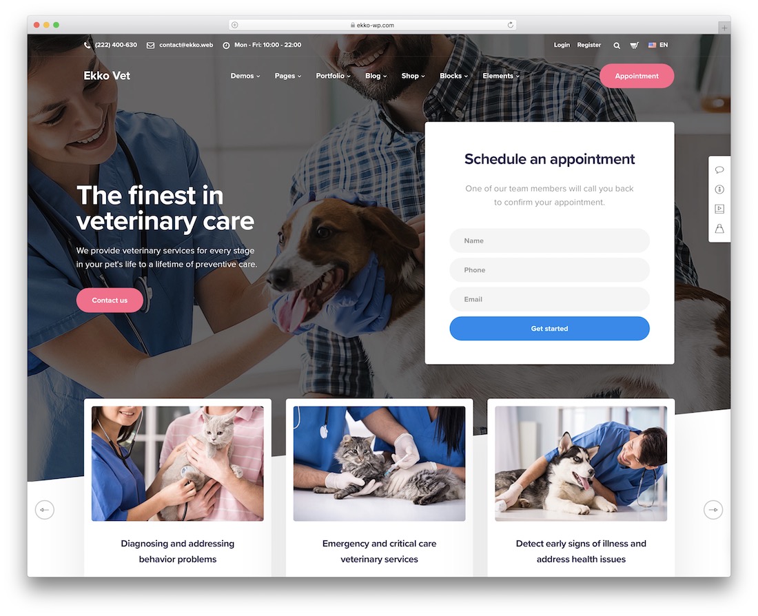 tema de wordpress veterinario ekko