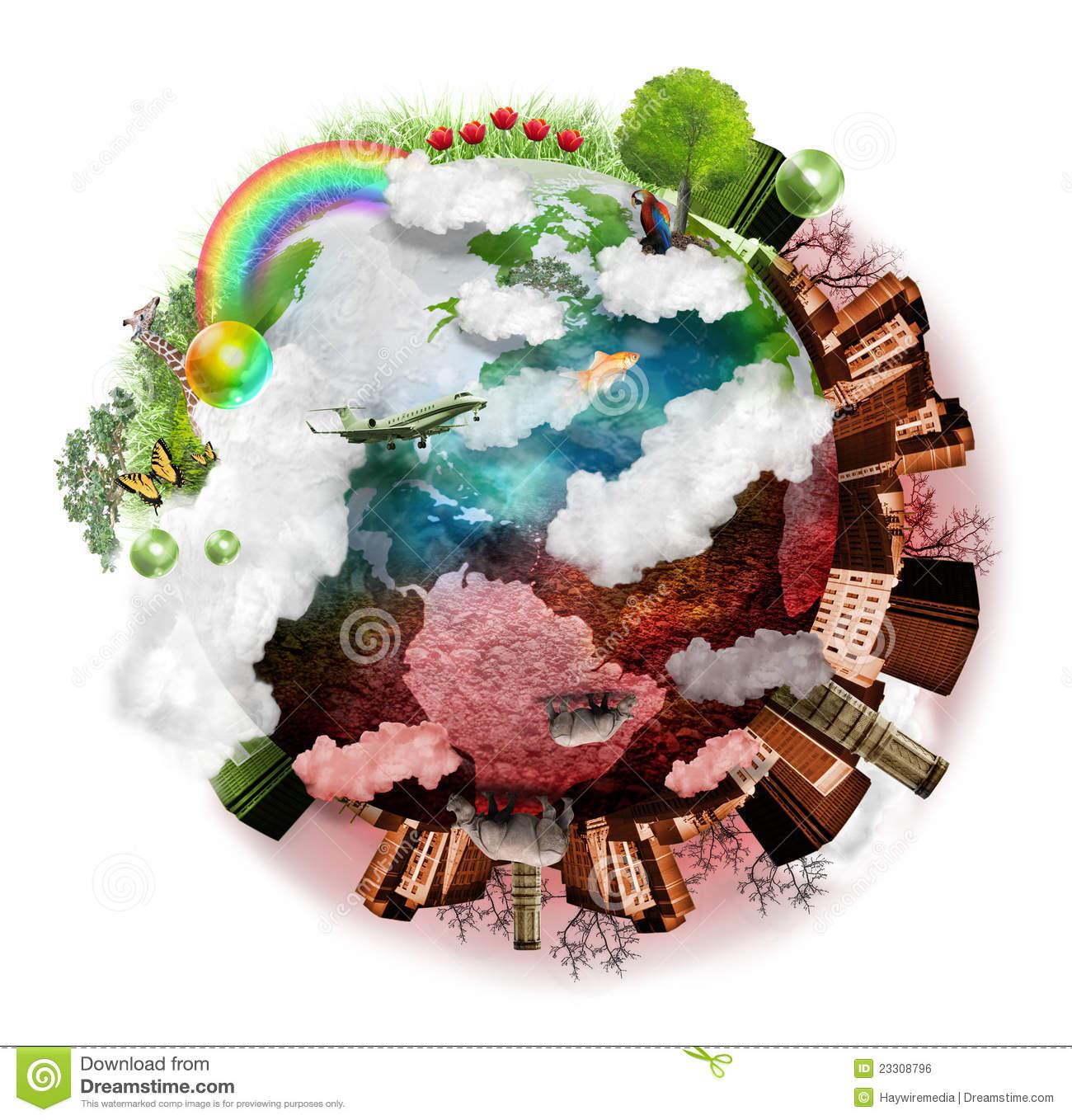 Aire Limpio Y Mezcla Contaminada De La Tierra Stock de ilustración -  Ilustración de clima, oscuro: 23308796