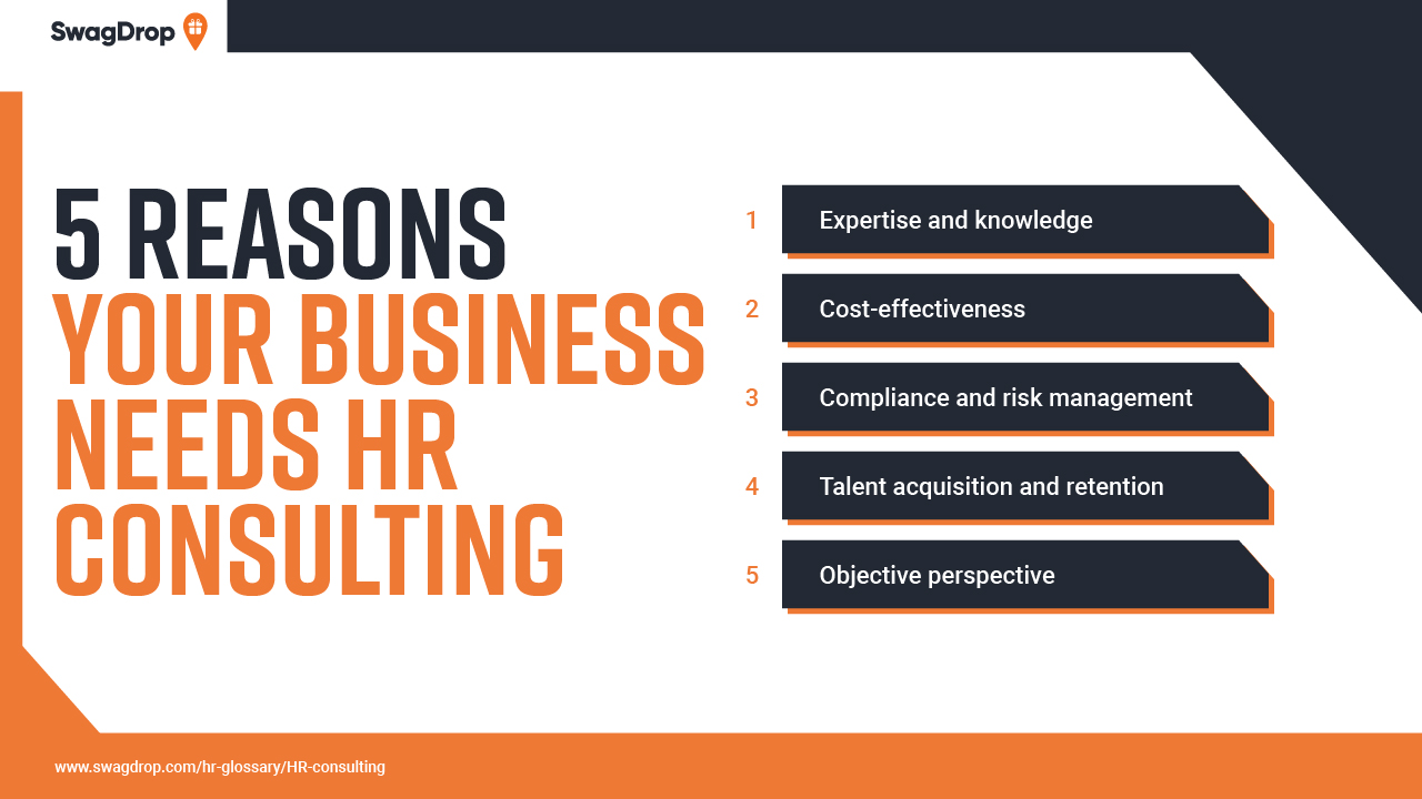 A graph showing five reasons a business needs HR consulting.
