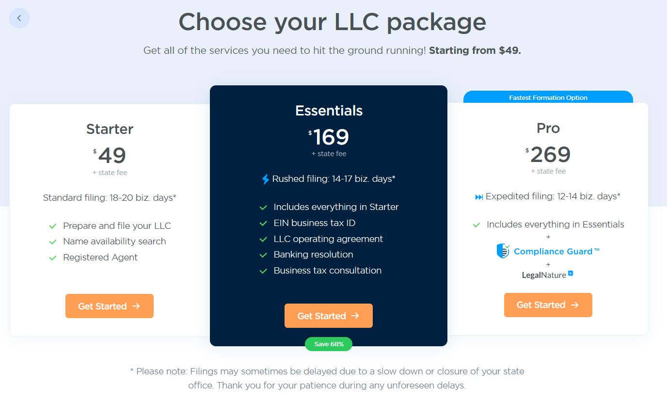 LegalNature pricing packages