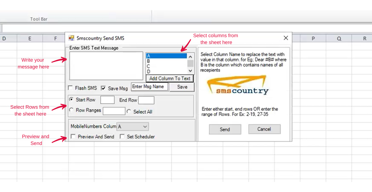 Logistics tracking spreadsheet excel | SMSCountry Excel Plugin | SMS panel