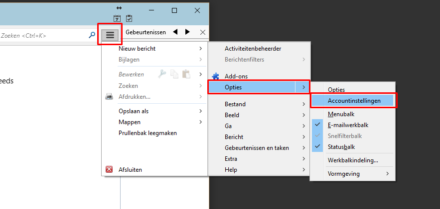 Thunderbird accountinstellingen