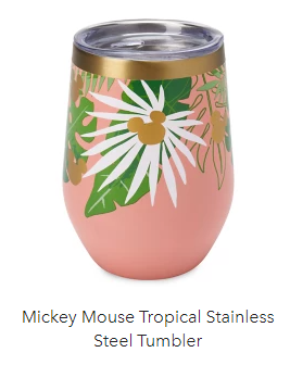 Photo of a pink tropical stainless steel cup from Disney. 