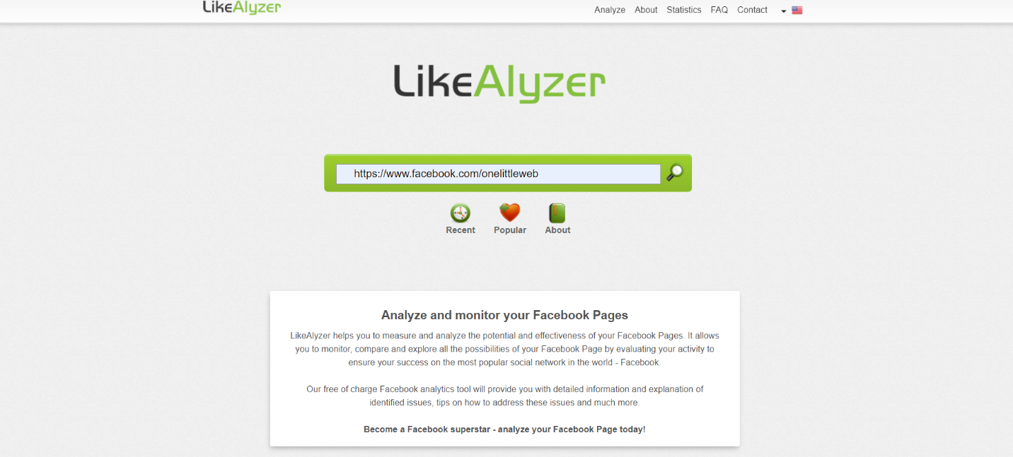LikeAlyzer showing the product benefit copy