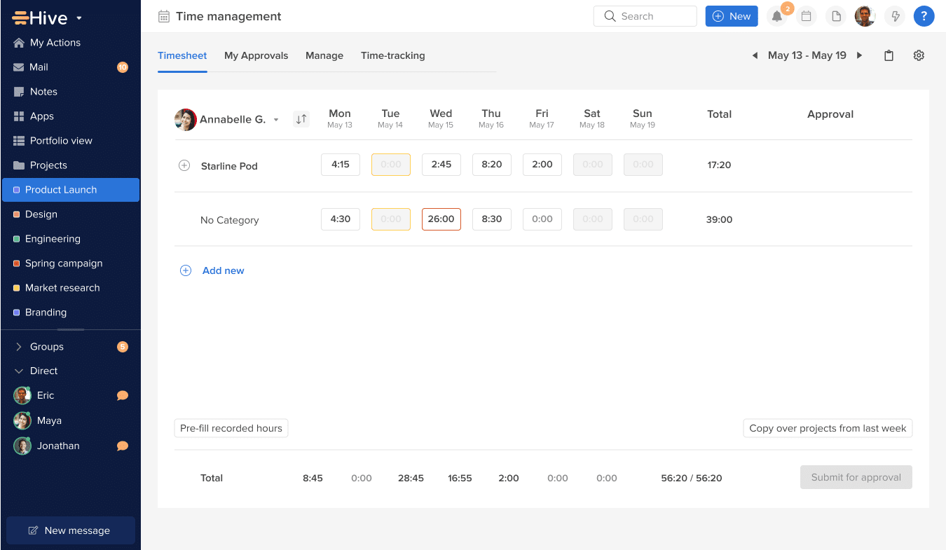 Timesheets by Hive