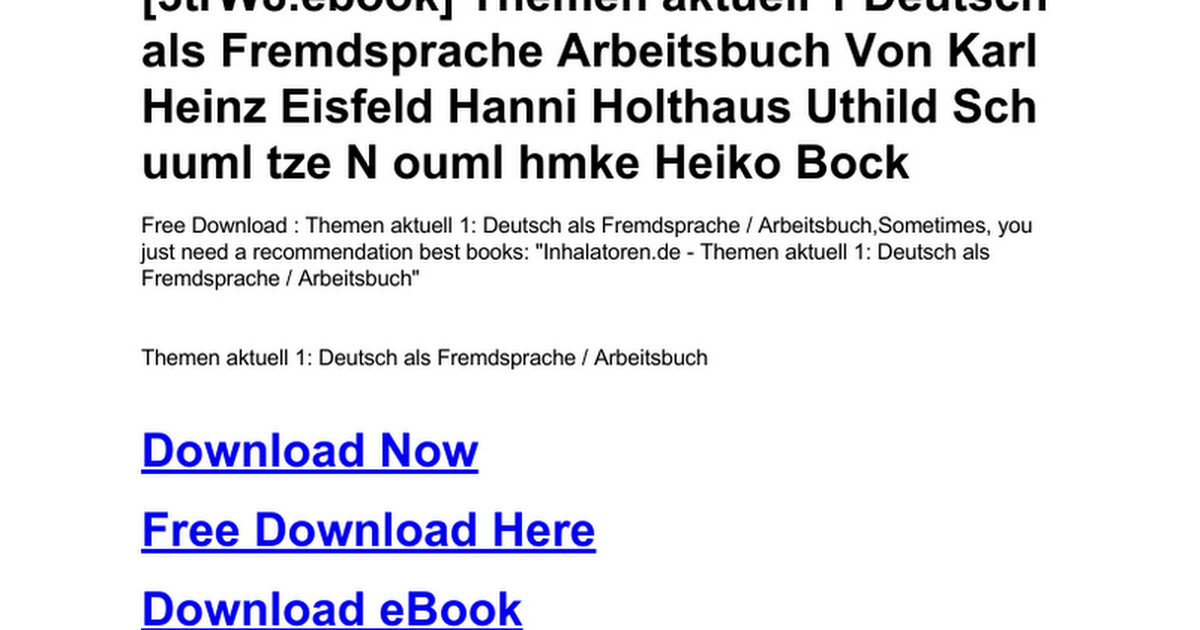 Онлайн themen aktuell 1 arbeitsbuch ответы ⭐ Ответы