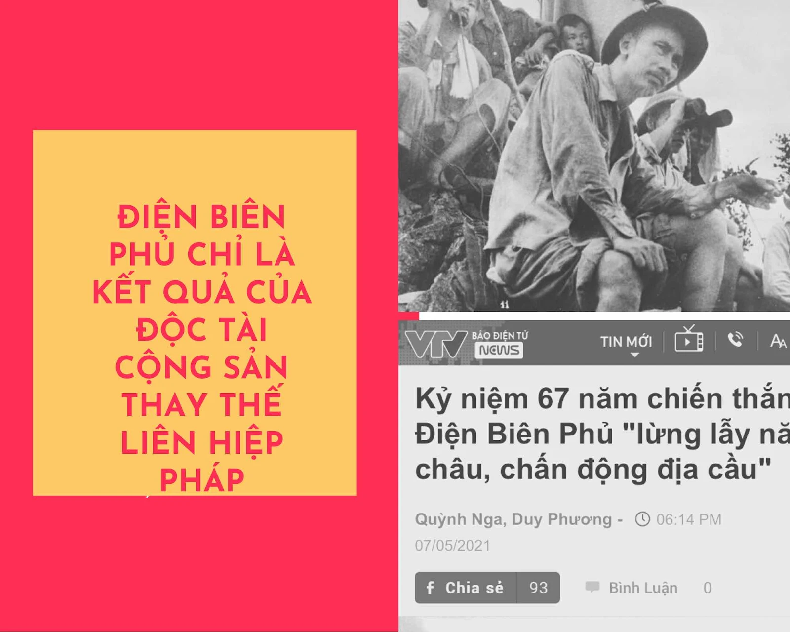 ĐIỆN BIÊN PHỦ CHỈ LÀ KẾT QUẢ CỦA ĐỘC TÀI CỘNG SẢN THAY THẾ LIÊN HIỆP PHÁP.