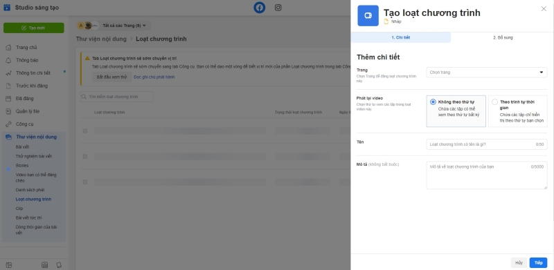 Studio sáng tạo facebook