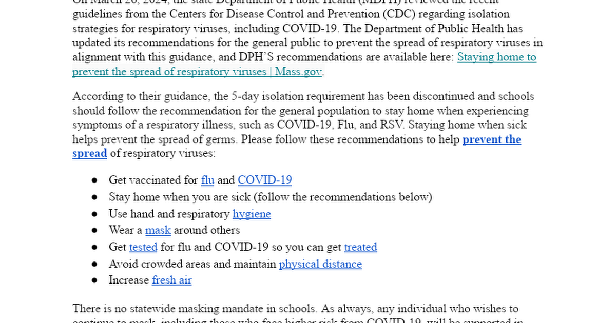 CPS COVID Health Protocols