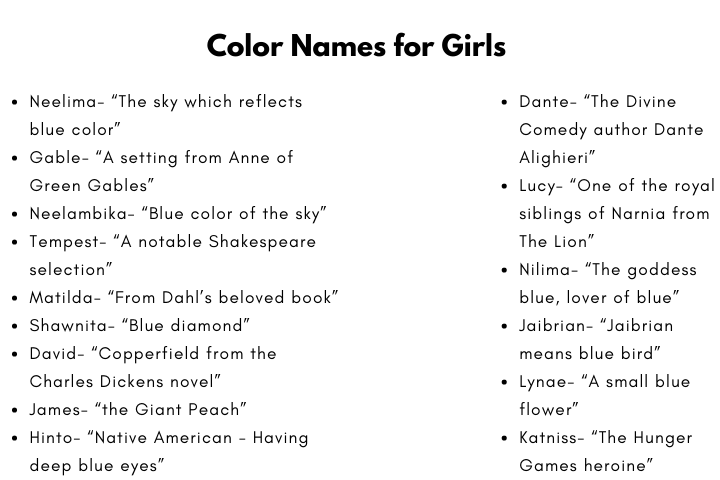 Color Names for Girls