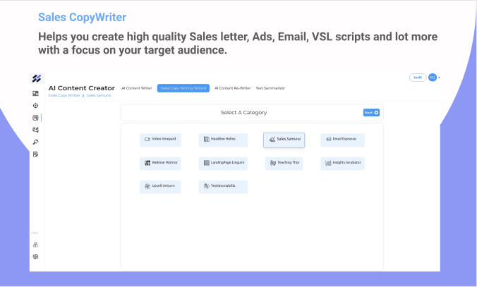 Create engaging sales letters, video scripts, webinars, headlines, landing pages, and email copies.