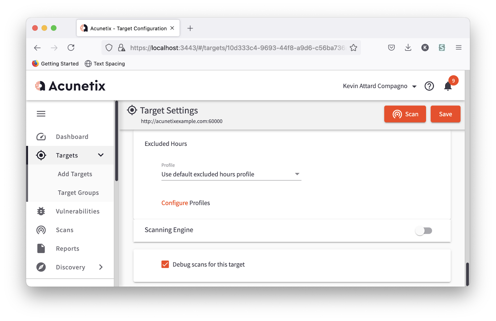 Can I enable debug logging for all targets? | Acunetix