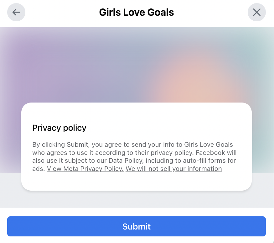 Girls love Goals privacy policy