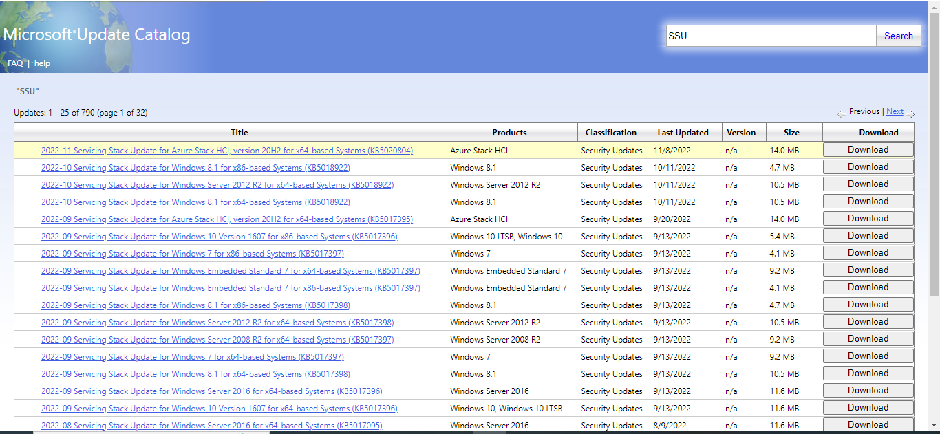The Servicing Stack Updates dashboard: troubleshooting windows updates 