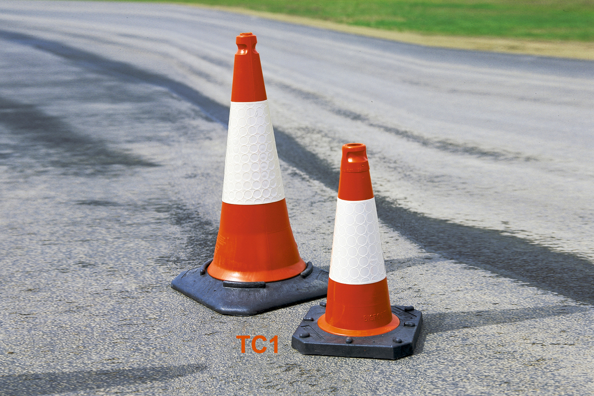Traffic Cone Guide; two different sizes of Traffic Cones Suitable for Public Roads.