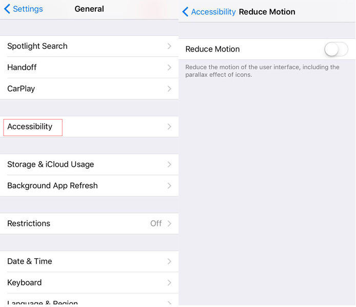 accessibility reduce  motion ios 12 