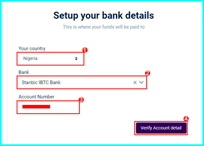 Fill in bank details