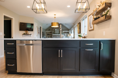 kitchen island storage with cabinets and dishwasher custom built