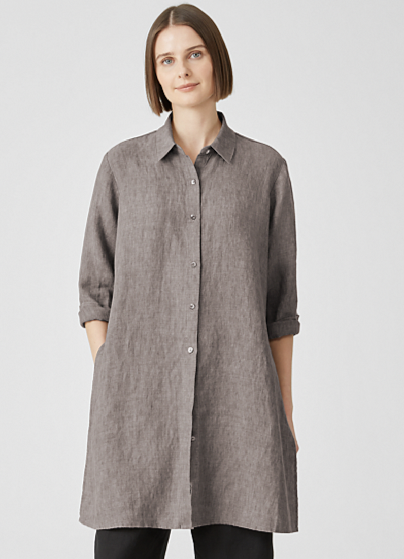 Eileen Fisher washed organic linen long shirt