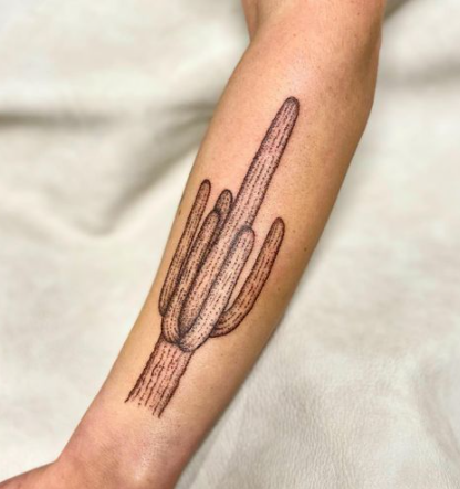 Cactus Stick And Poke Tattoo