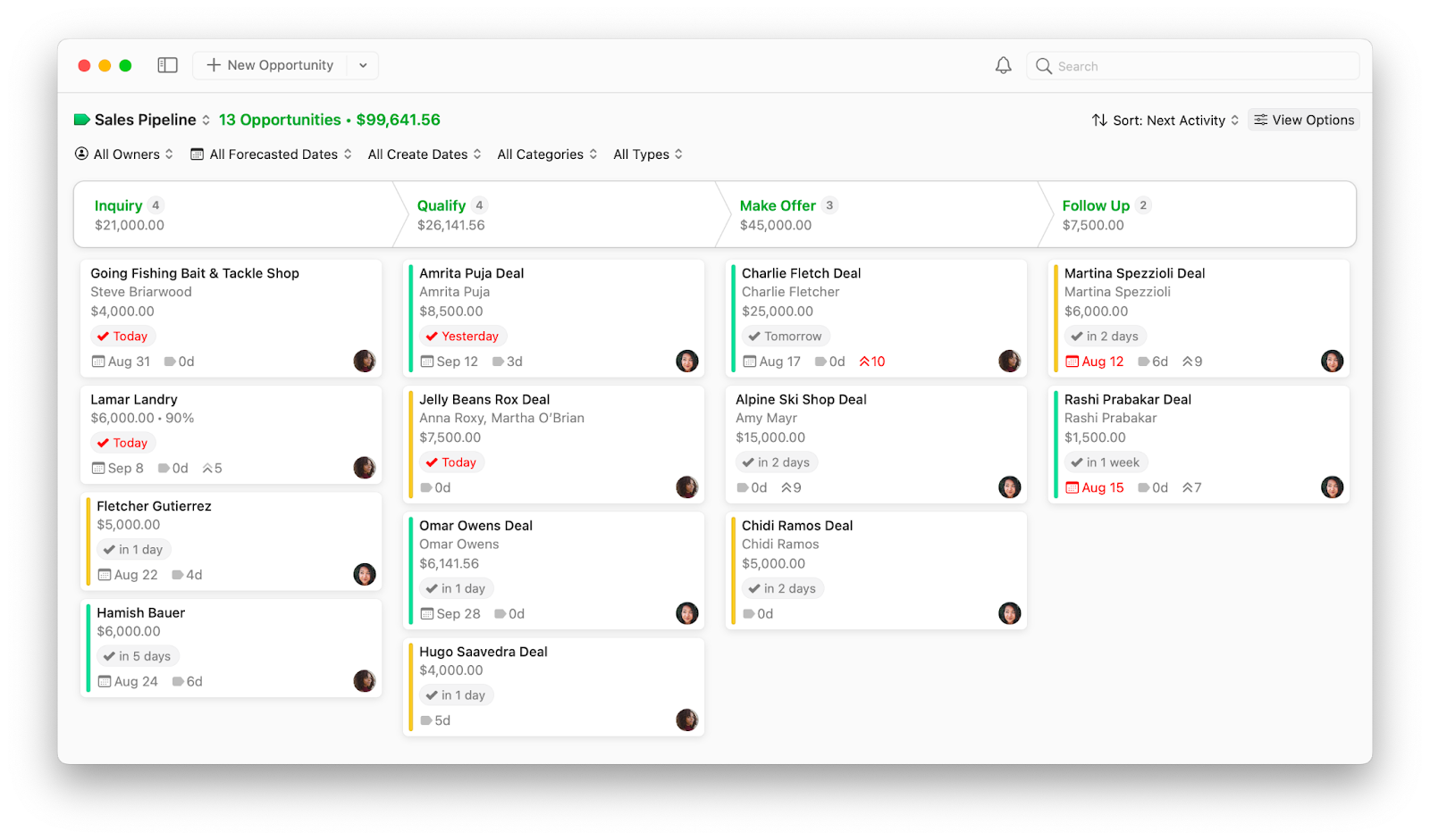 Screenshot of the Daylite Opportunities Board.