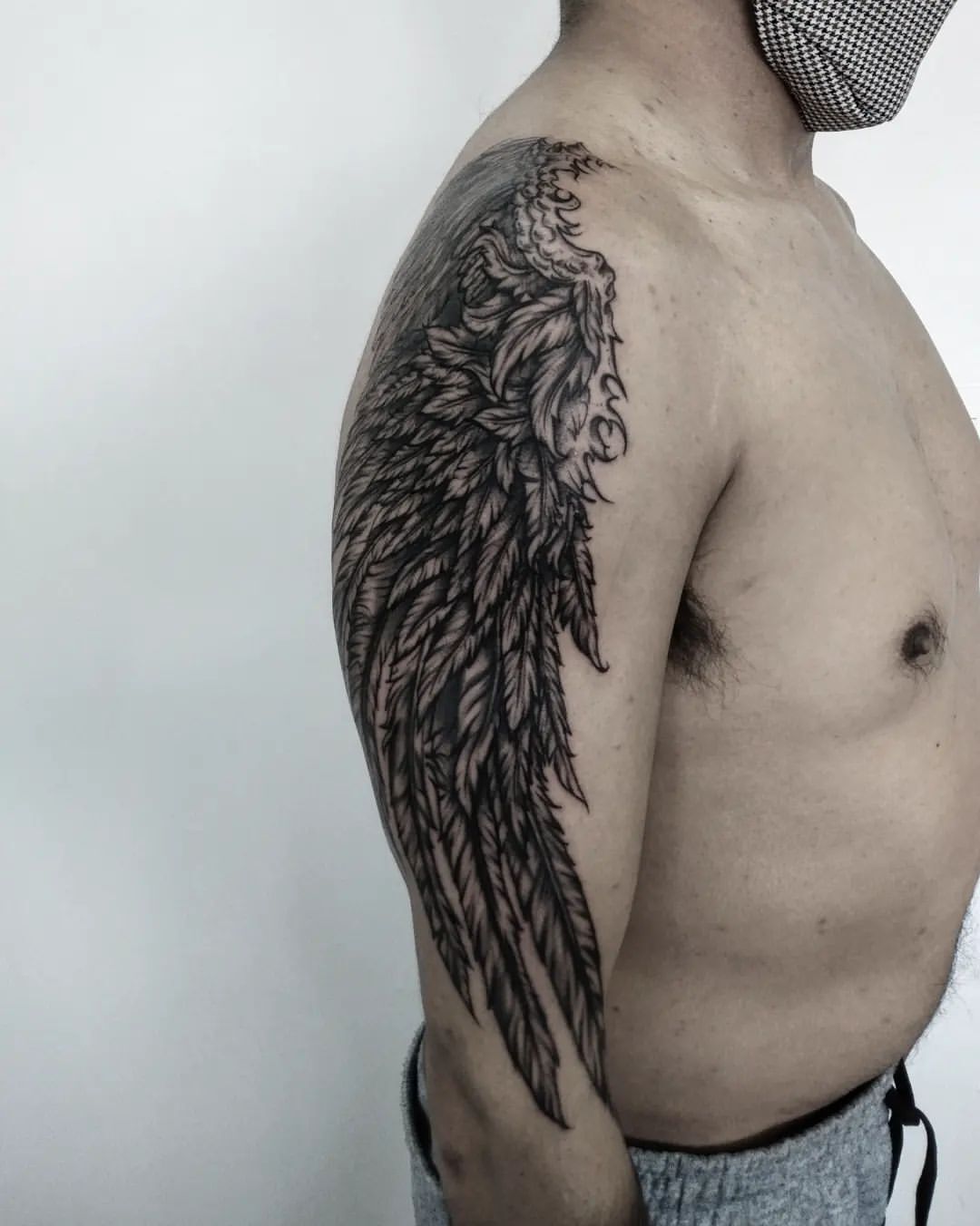 Attractive Wings Tattoo On Shoulder