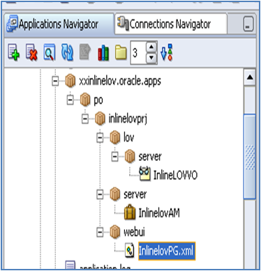 Application Navigator of Inline LOV OAF