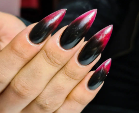 Pink And Black Set Ombre Nail Designs
