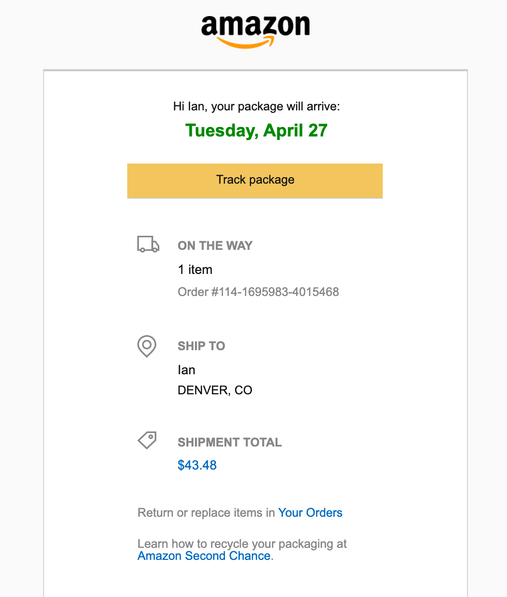 Amazon Display Delivery Details