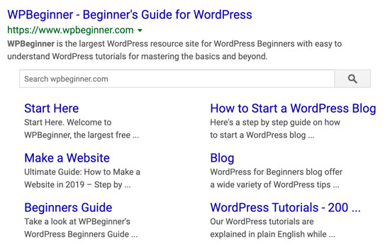 Sitelinks do Google para iniciantes