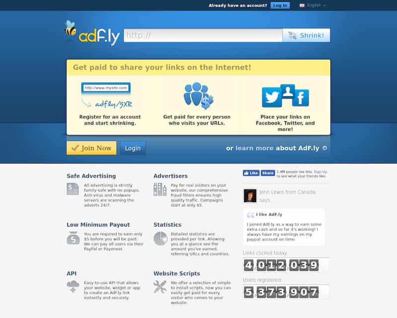 AdFly : outil gratuit de raccourcissement d'URL