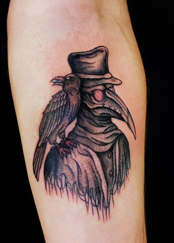 Plague Doctor With His Pet Tattoo