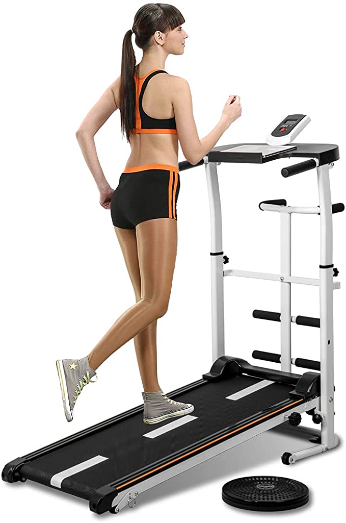Folding Multifunctional Manual Treadmill Fitness Walking Machine Cardio Exercise Home Gym Incline