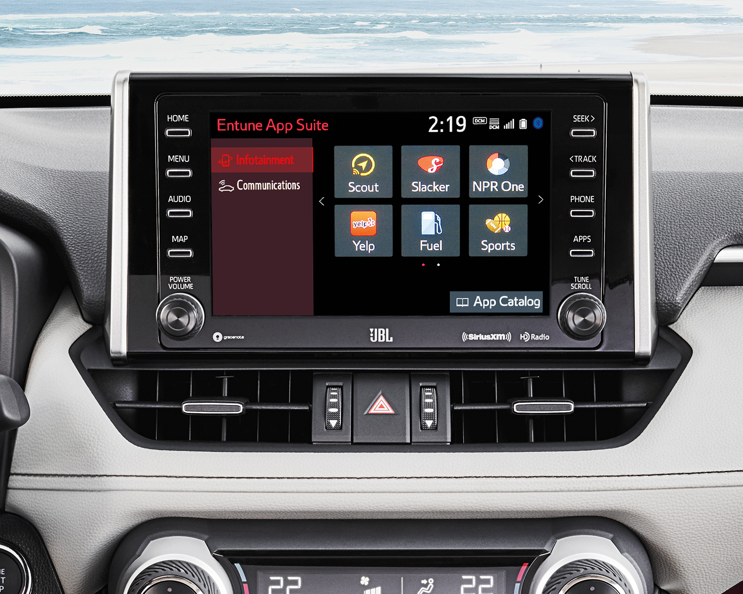 Close up of Entune 3.0 infotainment centre