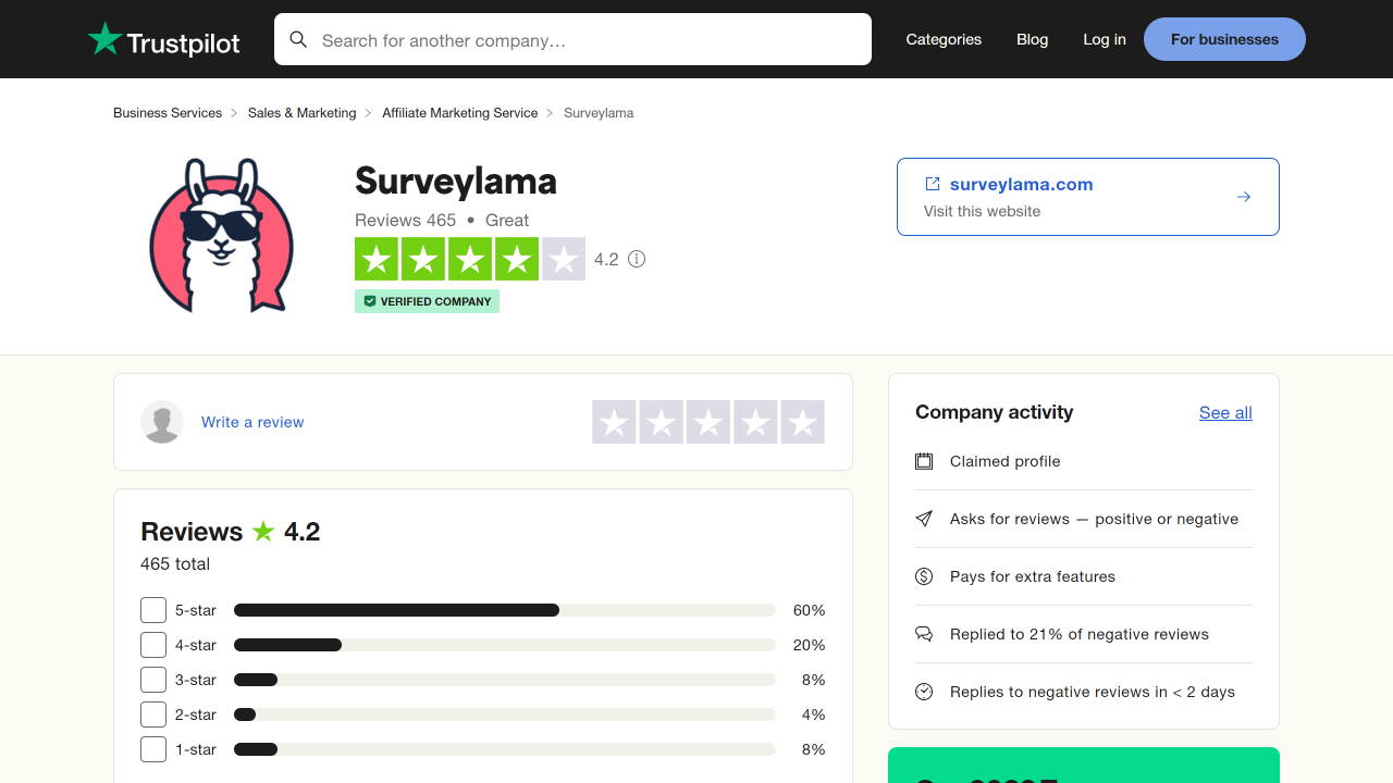 SurveyLama Trustpilot Erfahrungen