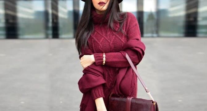 Marsala color: what to wear in 2022, a combination in clothes 21