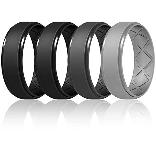 Buy Egnaro Inner Arc Ergonomic Breathable Design, Silicone Rings Mens with  Half Sizes, 7 Rings / 4 Rings / 1 Ring Rubber Wedding Bands, 8.5mm Wide-2mm  Thick at Amazon.in