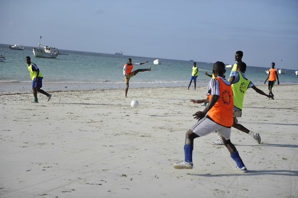 A Waboba ball can be enjoyed in the water or on the sand.