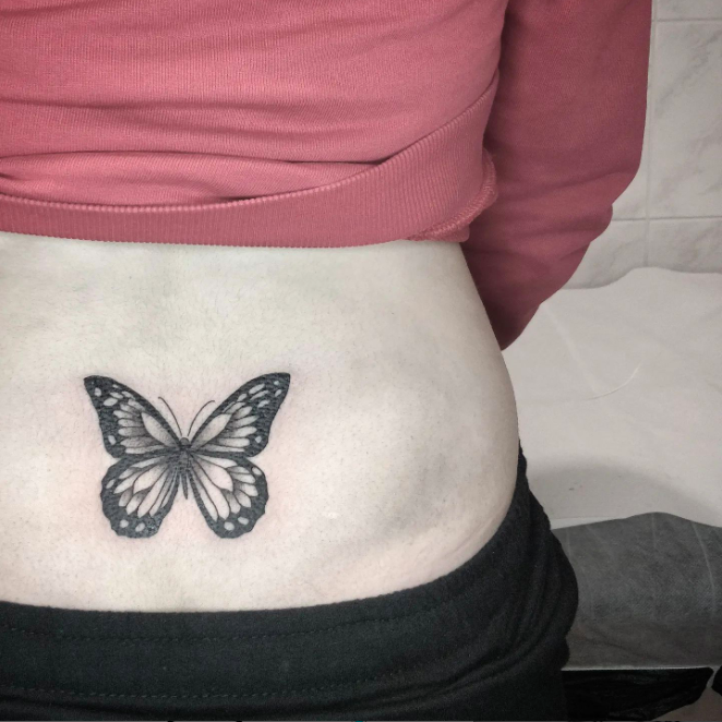 Black And White Butterfly Tattoo